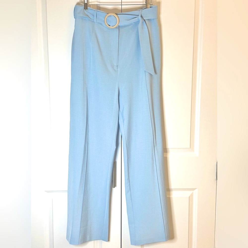 NWT Leyden Lightweight Elastic Waist Wide Leg Long Length Belted Blue Pant! XL